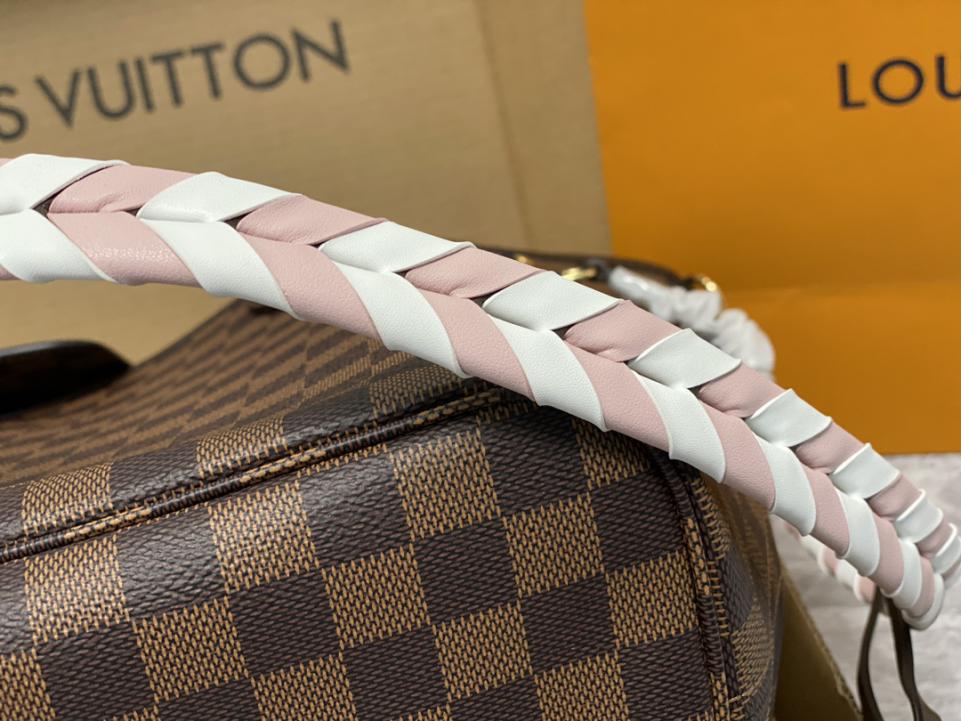 Louis Vuitton Neverfull MM in Tela Damier Ébène - Rosso Ciliegia