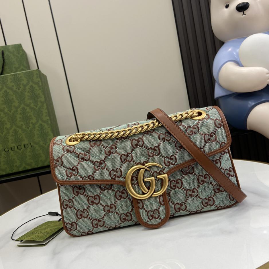 Borsa a tracolla piccola in denim Gucci GG Marmont