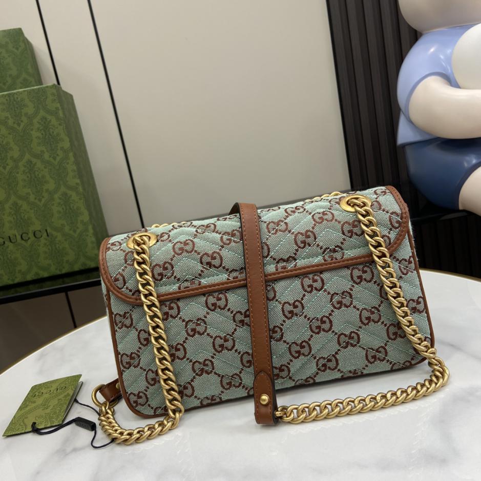 Borsa a tracolla piccola in denim Gucci GG Marmont