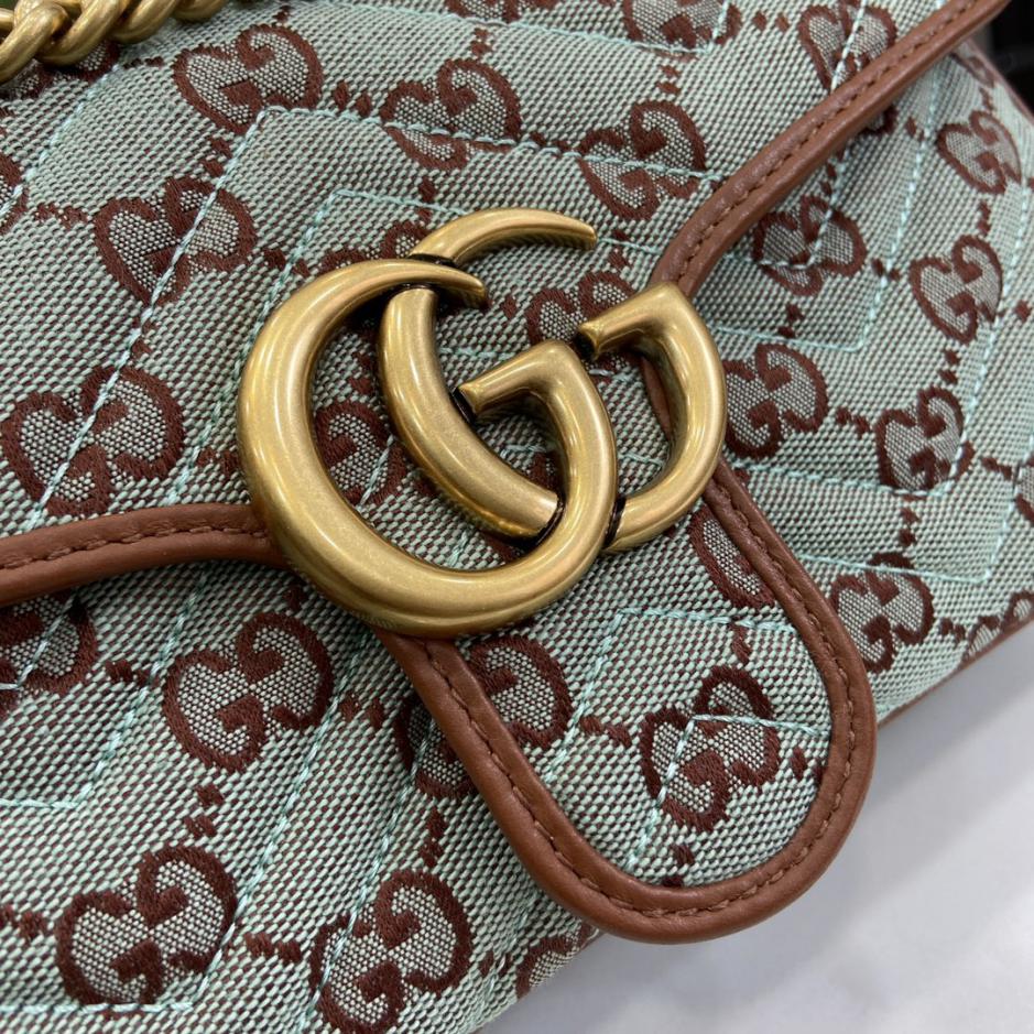 Borsa a tracolla piccola in denim Gucci GG Marmont