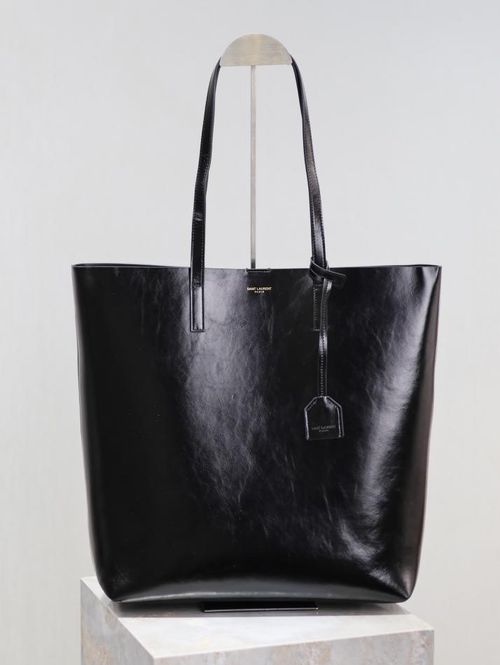 Borsa shopping SAINT LAURENT in pelle cerata nera