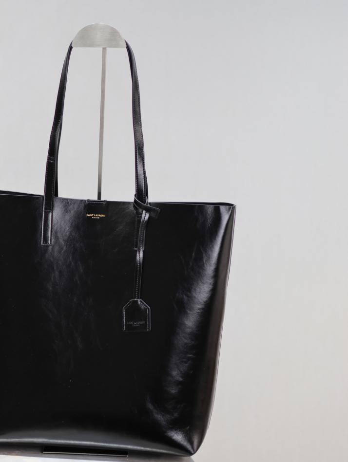 Borsa shopping SAINT LAURENT in pelle cerata nera