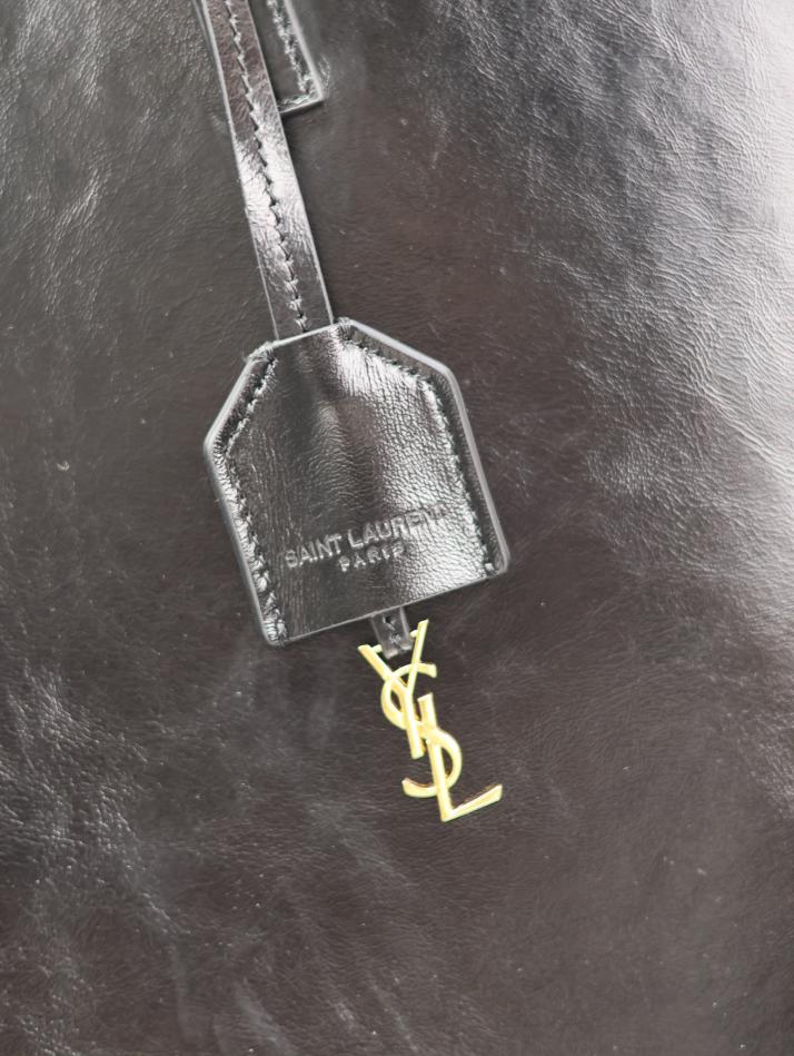 Borsa shopping SAINT LAURENT in pelle cerata nera