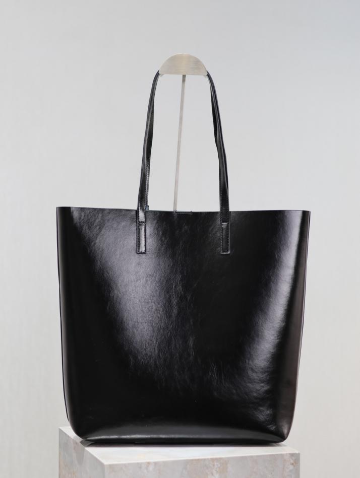 Borsa shopping SAINT LAURENT in pelle cerata nera