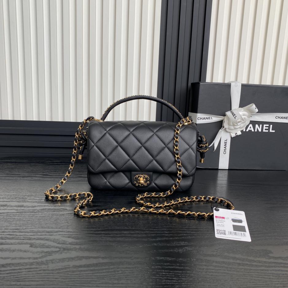 Chanel 25C serie inizio primavera cf borsa con manico in corda intrecciata AS5317 pelle di agnello