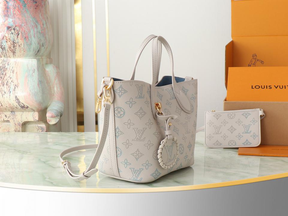 Louis Vuitton top ordine originale M12088 borsa a secchiello in pelle piena bianca Blossom piccola borsa tote 6403)
