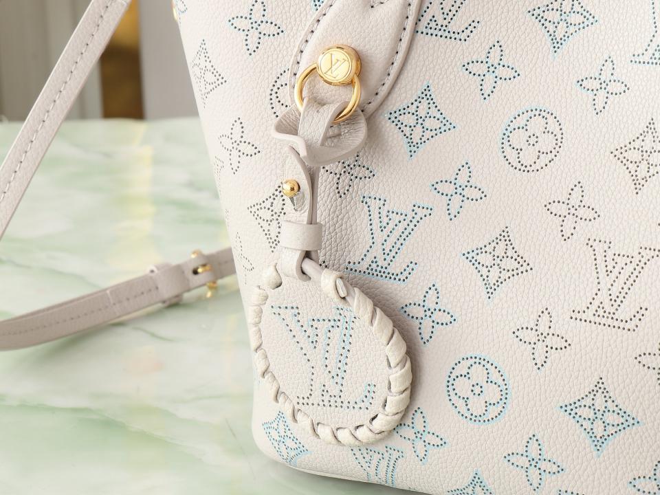 Louis Vuitton top ordine originale M12088 borsa a secchiello in pelle piena bianca Blossom piccola borsa tote 6403)