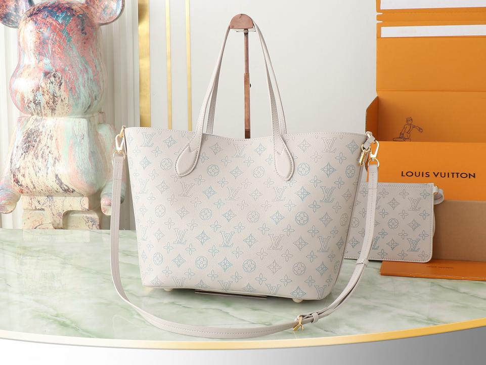 Louis Vuitton top  borsa shopping media in pelle bianca piena Borsa tote media Blossom (FCC4)