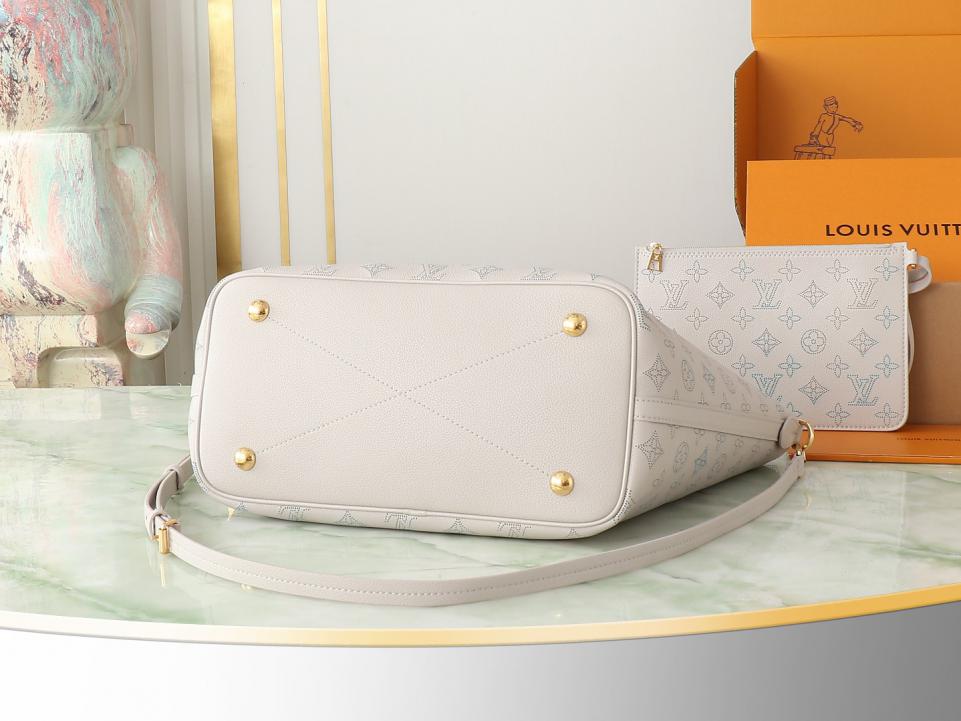 Louis Vuitton top  borsa shopping media in pelle bianca piena Borsa tote media Blossom (FCC4)