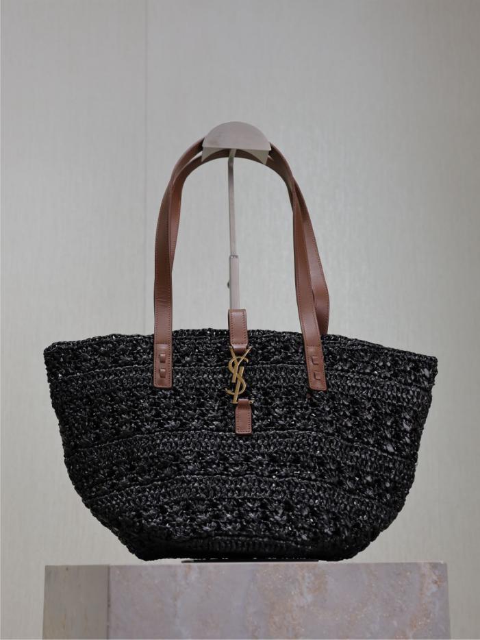 Borsa tote in paglia cava SAINT LAURENT con cestino per verdure (33FB)