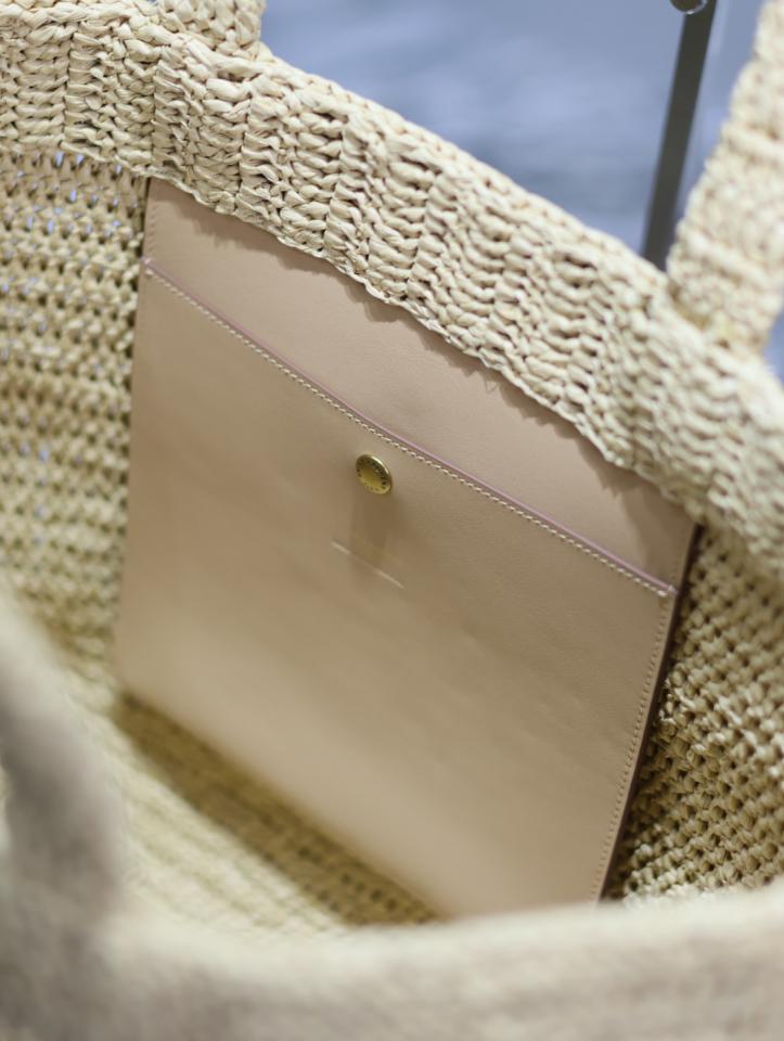 Borsa tote intrecciata, semplice e alla moda, borsa tote per la spesa, design con lettere intrecciate a mano