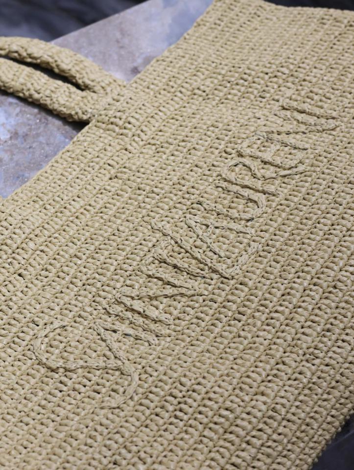 Borsa tote intrecciata, semplice e alla moda, borsa tote per la spesa, design con lettere intrecciate a mano