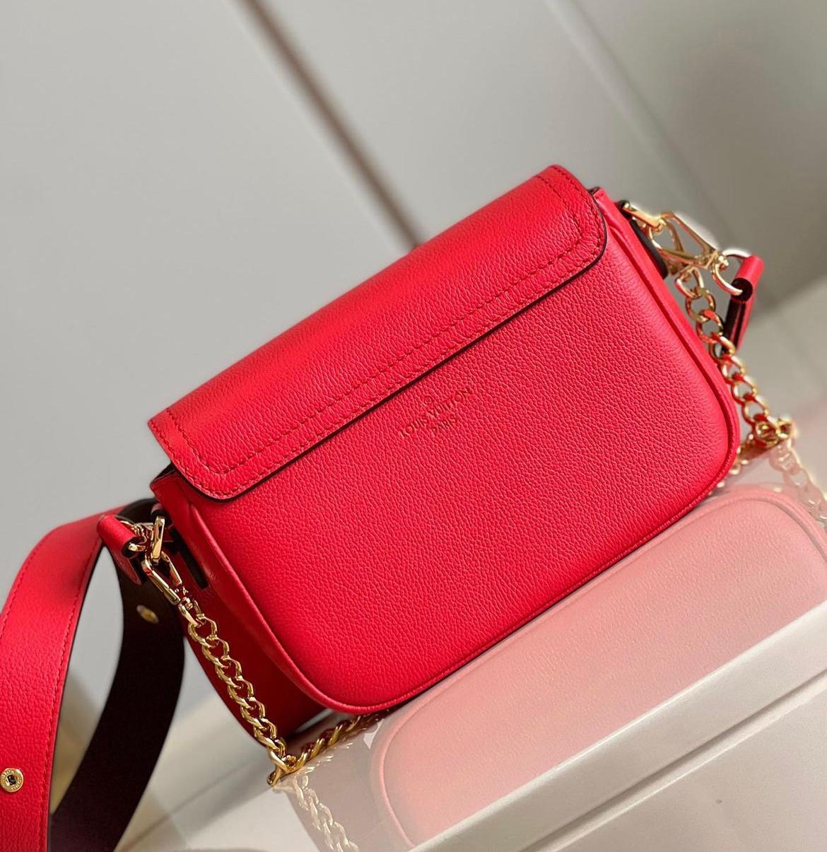 Borsa Messenger Compatta - Pelle Monogram Empreinte Rossa