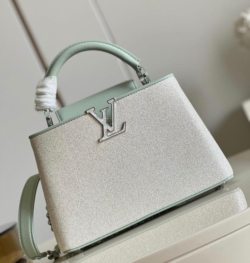 Borsa Messenger Compatta - Pelle Monogram Empreinte Perla