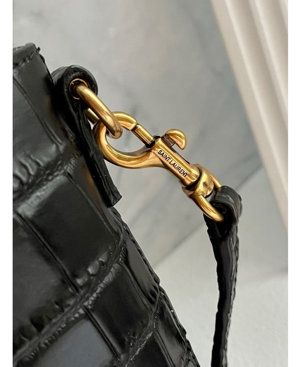 SAINT LAURENT SAINT LAURENT PARIS MINI TOY SHOPPING IN CROCODILE-EMBOSSED LEATHER