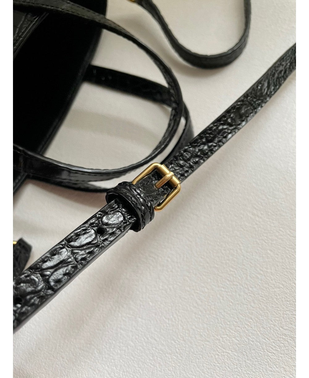 SAINT LAURENT SAINT LAURENT PARIS MINI TOY SHOPPING IN CROCODILE-EMBOSSED LEATHER