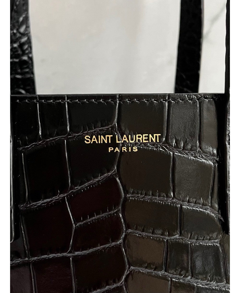SAINT LAURENT SAINT LAURENT PARIS MINI TOY SHOPPING IN CROCODILE-EMBOSSED LEATHER