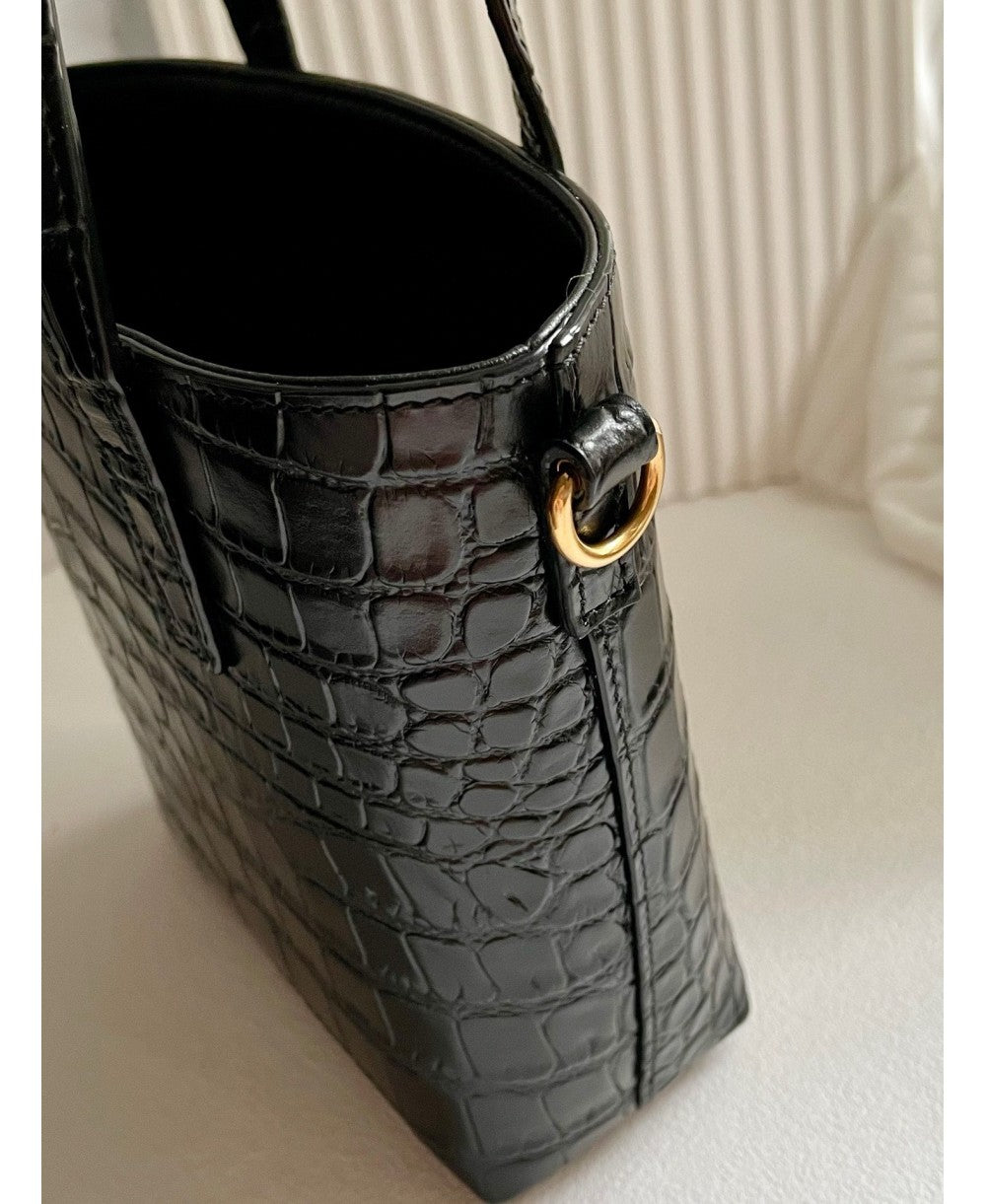 SAINT LAURENT SAINT LAURENT PARIS MINI TOY SHOPPING IN CROCODILE-EMBOSSED LEATHER