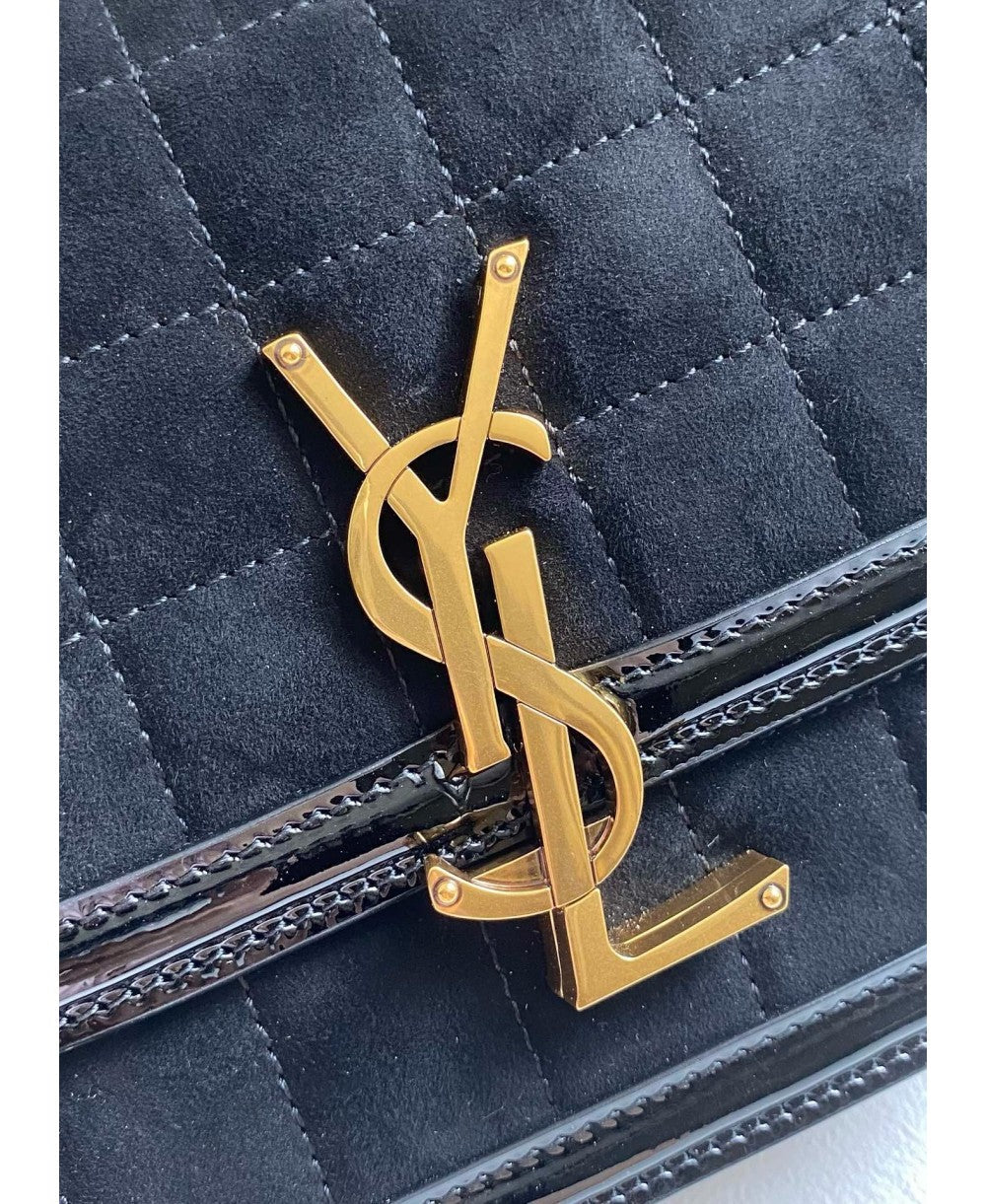 SAINT LAURENT SOLFERINO Small quilted suede shoulder bag